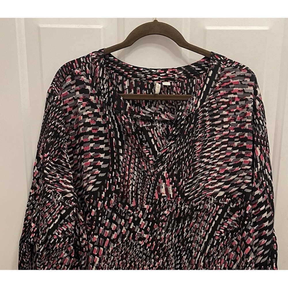 Cato Women's 26W/28W Black Pink Shirt Sheer Abstract Top Blouse‎ Boho Hippie